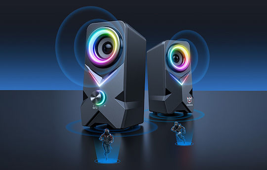 Onikuma L2 Difuzoare de Calculator 2.0 cu Iluminare RGB și Putere 10W în Negru Culoare