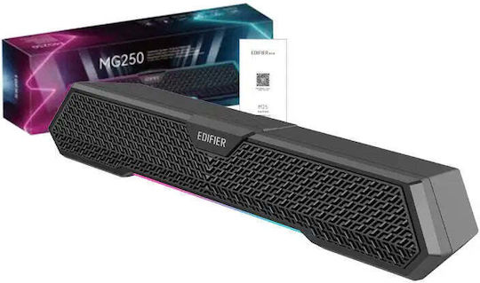 Edifier MG250 Ασύρματα Ηχεία Υπολογιστή 2.0 με RGB Φωτισμό και Bluetooth Ισχύος 5W σε Μαύρο Χρώμα
