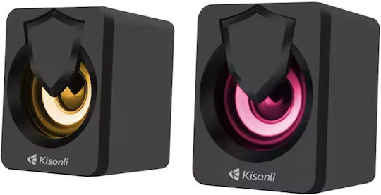 Kisonli L-1030 2.0 Speakers with RGB 2.5W Black