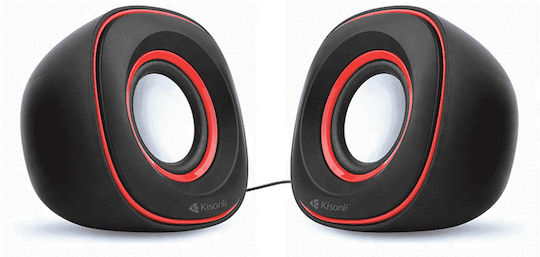 Kisonli V350 Ηχεία Υπολογιστή 2.0 με Ισχύ 6W Κόκκινα