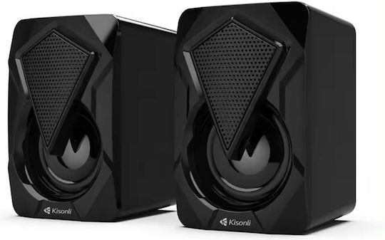 Kisonli L-9090 2.0 Speakers with RGB 3W Black
