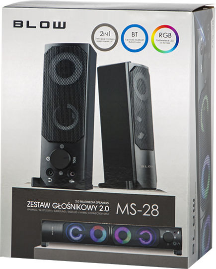 Blow MS-28 Ασύρματα Ηχεία Υπολογιστή 2.0 με RGB Φωτισμό Μαύρα