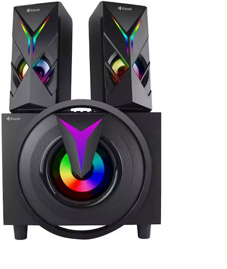 Kisonli TM-1000U 2.1 Speakers with RGB and Bluetooth 8W Black