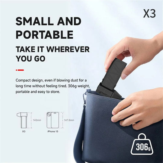 Techsuit Mini Super Jet Fan X3 Wireless Cleaning 3000mah 130000rpm Black