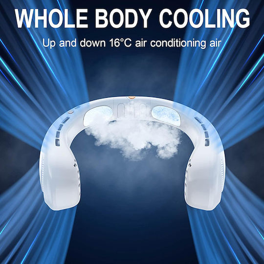 Techsuit Neck Fan H6 Portable Usb Rechargeable Adjustable Digital Display White