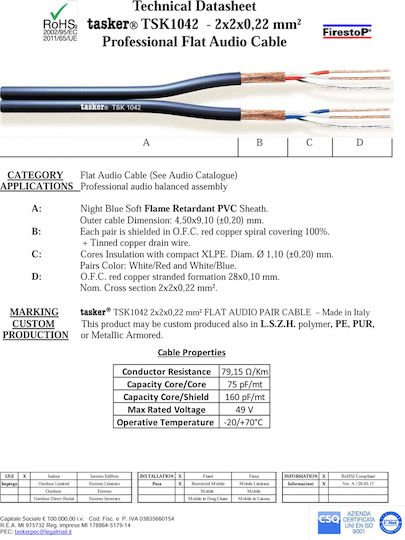 Tasker PVC Flat Καλώδιο Ατερμάτιστο 100m TSK1042 1τμχ