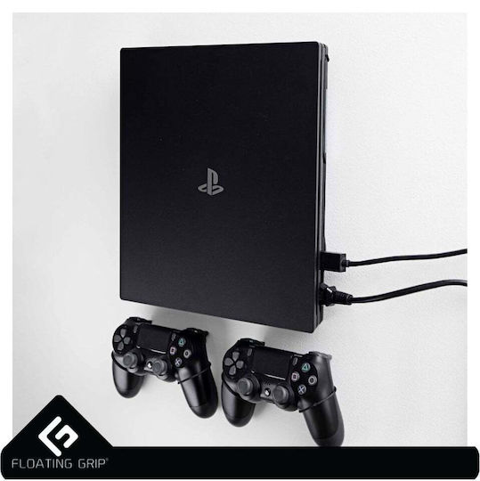 Floating Grip Wall Mount Bundle & 2x Controllers Charging Station for 2 controllers PS4 Black