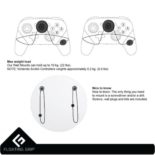 Floating Grip Smart Wall Mounts for 2x Controllers Βάση Φόρτισης για 2 χειριστήρια Switch Μαύρη 368043
