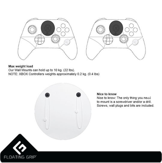 Floating Grip Wall Mount Bundle & 2x Controllers Βάση Φόρτισης για 2 χειριστήρια Xbox Series X/S Λευκή