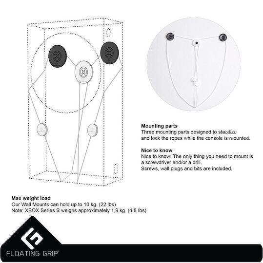 Floating Grip Wall Mount Bundle & 2x Controllers Βάση Φόρτισης για 2 χειριστήρια Xbox Series X/S Λευκή