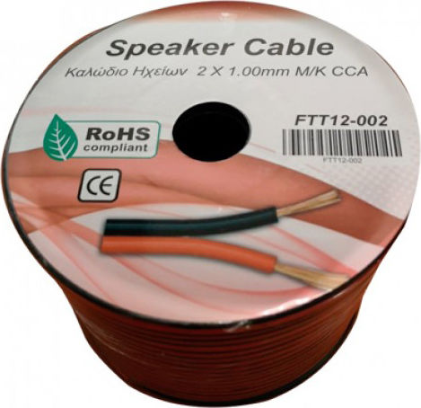 FT Electronics Cable 2x1mm - Ατερμάτιστο 100m (FTT12-002)