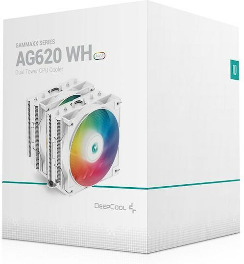 Deepcool AG620 WH ARGB Ψύκτρα Επεξεργαστή Διπλού Ανεμιστήρα για Socket AM4/AM5/1200/115x/1700 Λευκή