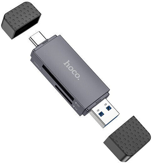 Hoco Card Reader 2in1 Usb A + Type C 3.0 Metal Gray