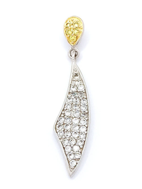 PS Silver Gold Plated Silver Set Pendant & Earrings with Stones