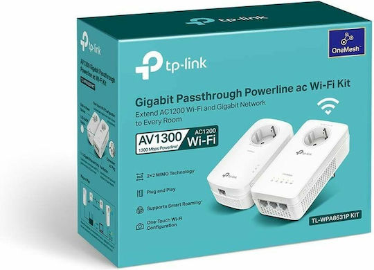 TP-LINK TL-WPA8631P KIT v2 Powerline für kabellose Verbindung Wi‑Fi 5 mit Durchgangssteckdose Steckdose und 3 Anschlüsse Gigabit Ethernet