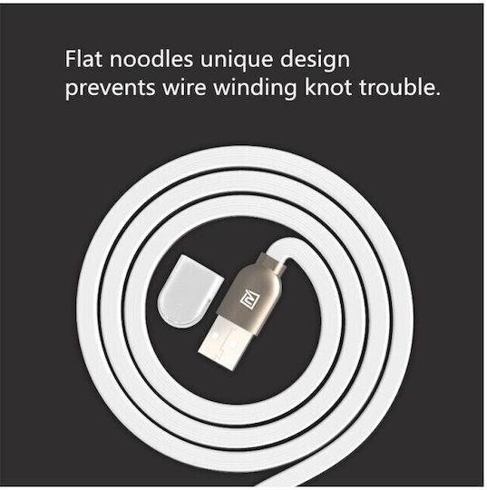 Remax Binary RC-025t Flat USB to Lightning / micro USB Cable 2.1A Λευκό 1m