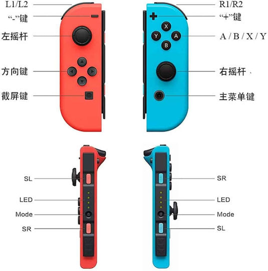 Techsuit THSWC Безжичен Геймпад за Превключвател Blue / Red