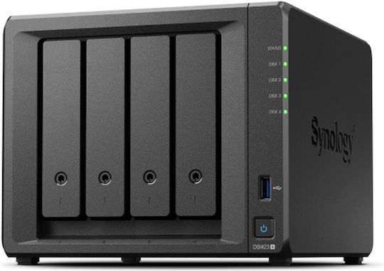Synology DiskStation DS423+ NAS Tower with 4 slots for HDD/M.2/SSD and 2 Ethernet ports