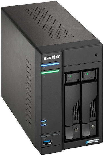 Asustor Lockerstor 2 Gen2 (AS6702T) NAS Tower με 2 θέσεις για HDD/M.2/SSD και 2 θύρες Ethernet