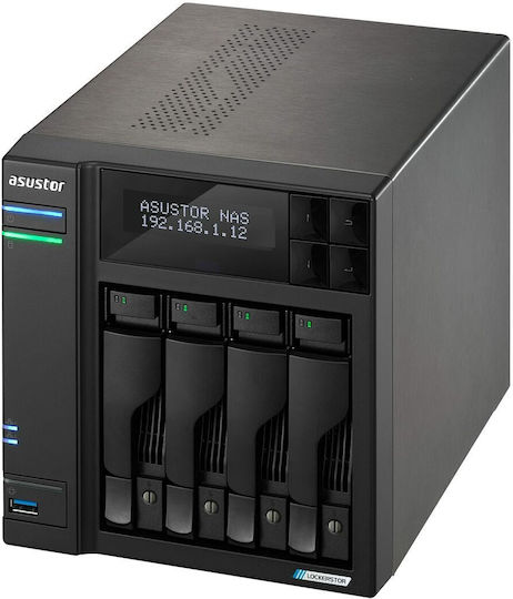 Asustor Lockerstor 4 Gen2 (AS6704T) NAS Tower με 4 θέσεις για HDD/M.2/SSD και 2 θύρες Ethernet