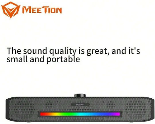 Meetion SP1001 Ασύρματα Ηχεία Υπολογιστή 2.0 με RGB Φωτισμό και Bluetooth Μαύρα