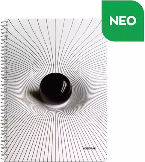 Logigraf Spiral Notebook Ruled B5 4 Subjects Wirelock Black 1pcs