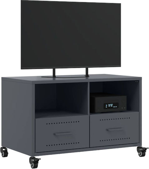 TV-Ständer Aus Metall Mit Rädern Anthrazit M68xT39xH43,5cm