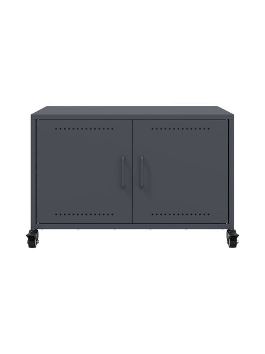 Stand TV Metalic Cu Roți Antracit L68xA39xÎ43.5cm