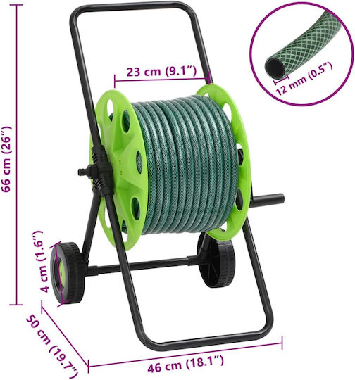 vidaXL Wheeled Garden Hose Reel for Hose up to 30m with Rewind Handle