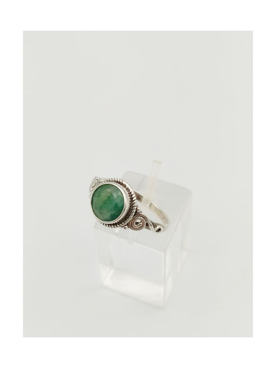 ID6894 Silver Ring with Natural Emerald Stone