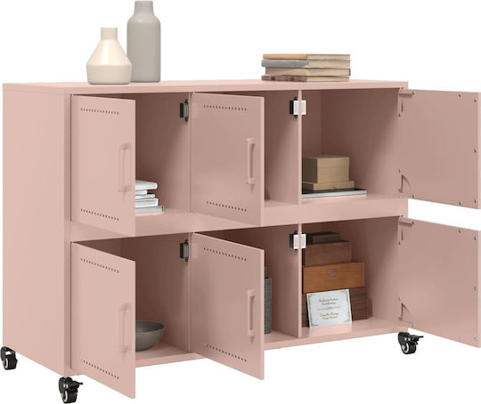 Metal Pink Office Cabinet 100.5x39x72cm