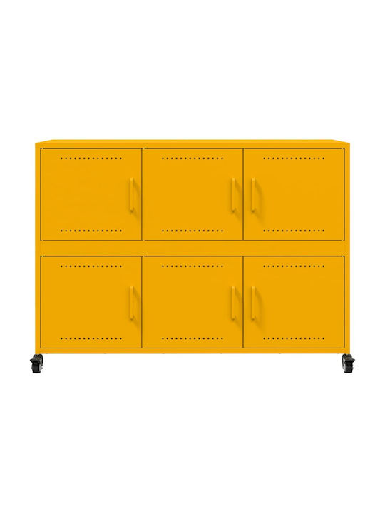 Office Storage Metal Cabinet Μουσταρδί, Κίτρινο L100.5xW39xH72cm
