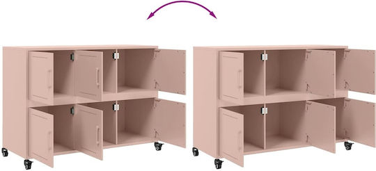 Metal Pink Office Cabinet 100.5x39x72cm