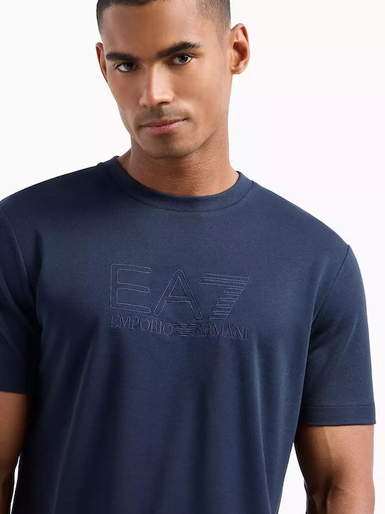 Emporio Armani T-shirt Bărbătesc cu Mânecă Scurtă BLUE