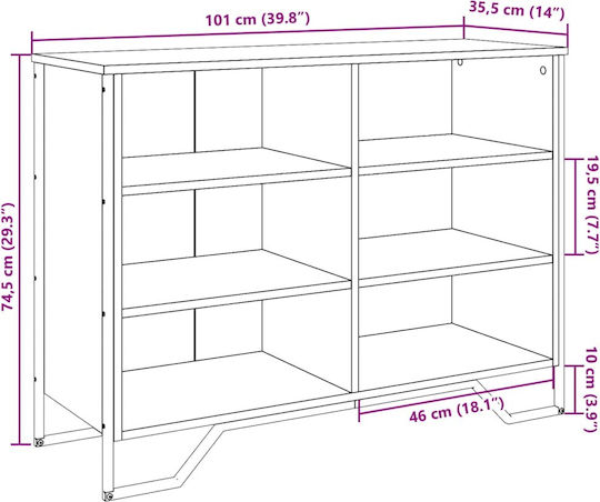 Мебели за съхранение от дърво & метал Black 101x35.5x74.5см