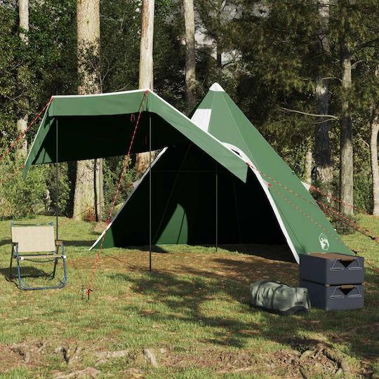 vidaXL Σκηνή Camping Teepee Πράσινη για 5 Άτομα 366x366x205εκ.