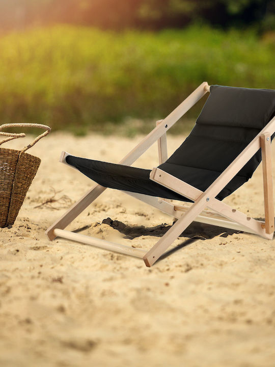 Deckchairs Wooden with Black Fabric