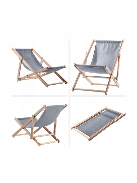 Liegestühle Holz mit Gray Stoff 2Stück