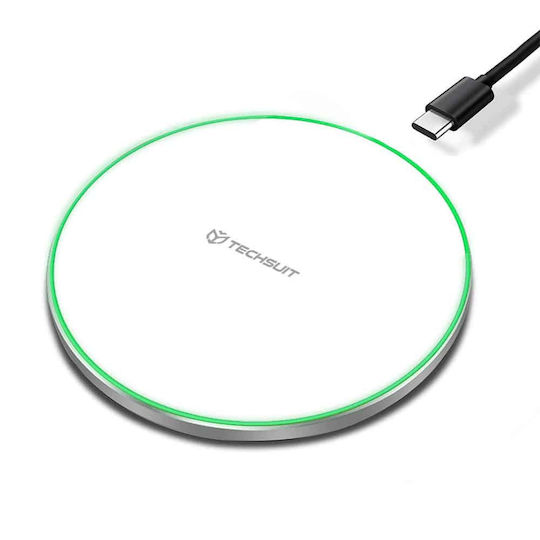 Techsuit Wireless Charger (Qi Pad) 15W Whites (CHWR031)