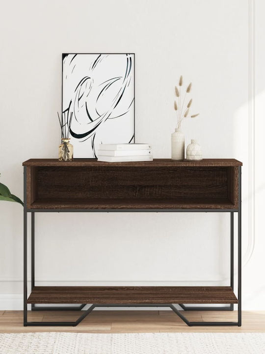 Metal Console Table Brown Oak L100xW35xH74.5cm