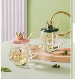 Mug Glass with Lid Transparent 250ml