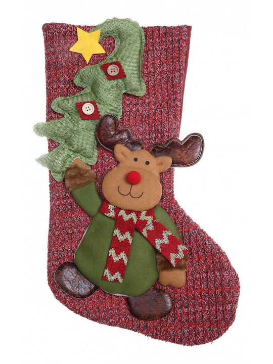 Weihnachtliche Dekorative Socke mit Τάρανδο L45xB20cm. Rot