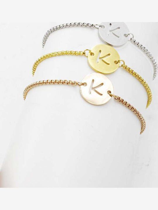 Goldsmith Stainless Steel Βραχιόλι Δίσκος Μονόγραμμα Ροζ