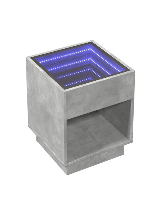 Rechteckig Beistelltisch Glas mit LED Grey Concrete B40xT40xH50cm