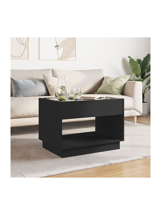 Masă Laterală Rectangulară Neagră Din Sticlă M70xL50xÎ50cm