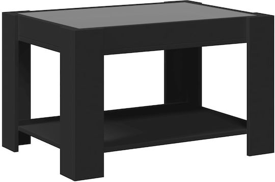 Masă Laterală Rectangulară Neagră Din Sticlă M73xL53xÎ45cm