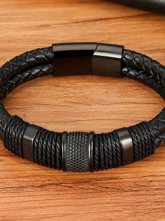 Black Leather Bracelet Black Details Black Clasp Molfs