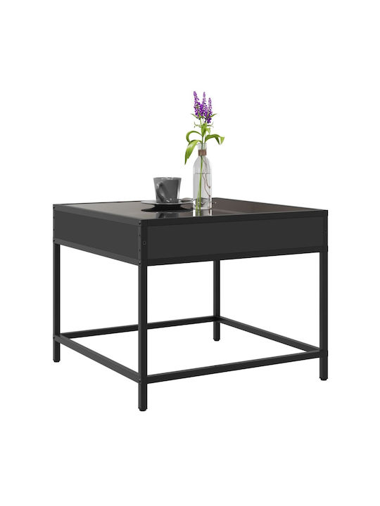 Square Side Table Glass Black 50x50x41 cm