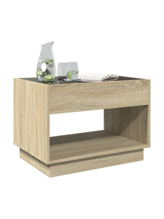 Rectangular Glass Side Table Sonoma Oak 70x50x50 cm