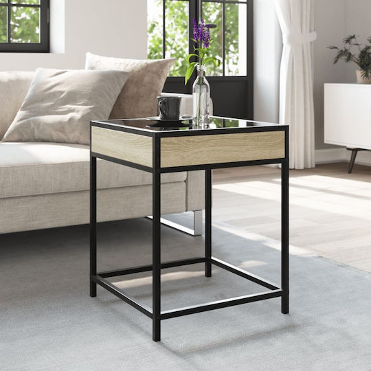 Square Glass Side Table Sonoma Oak M40xW40xH51cm